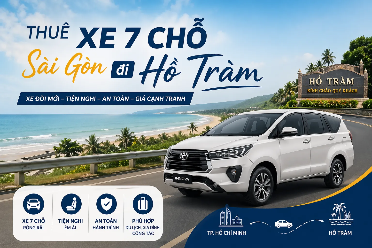 Xe 7 chỗ đi Hồ Tràm