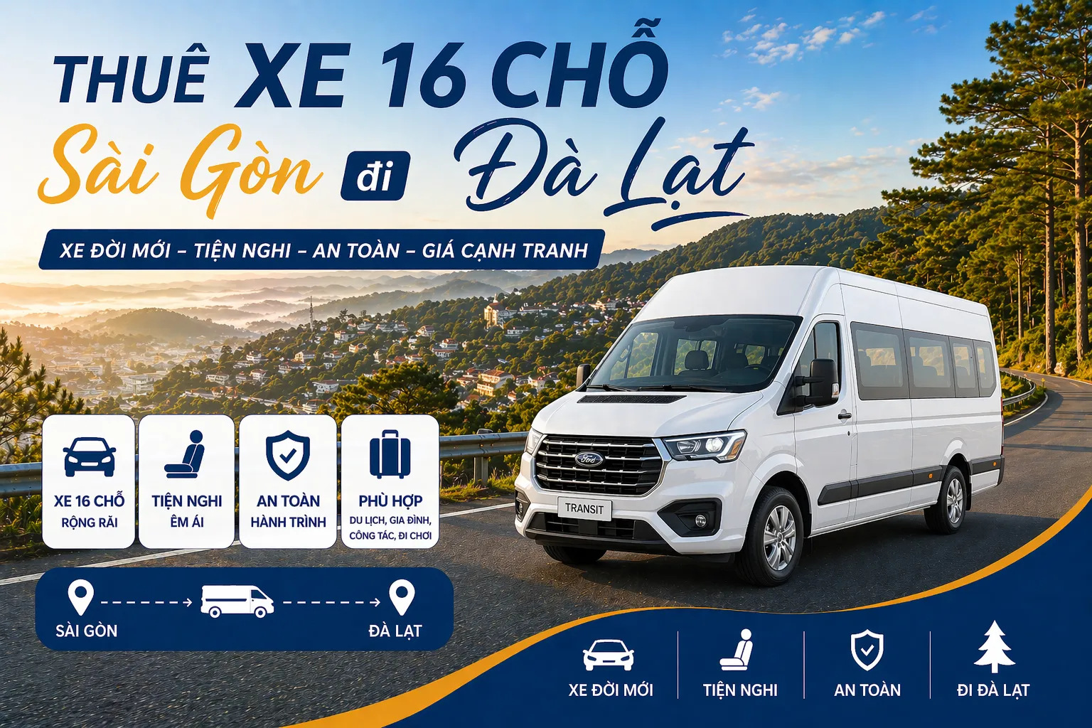 Xe 16 chỗ đi Đà Lạt